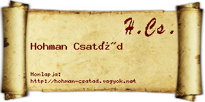 Hohman Csatád névjegykártya
